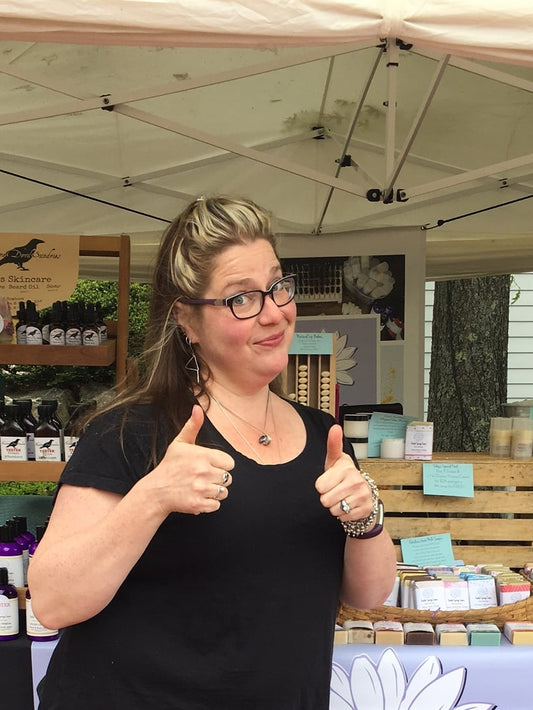 Karen from Hemlock Springs Soaps sharing a funny story about selling handmade soap at craft fairs.