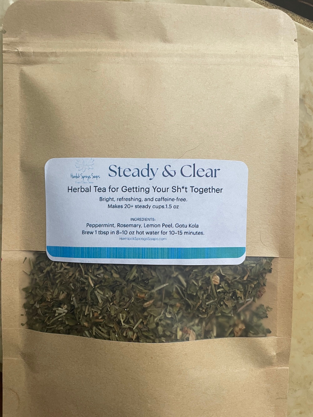 Steady + Clear | Herbal Tea for Focus & Mental Clarity (Caffeine-Free)